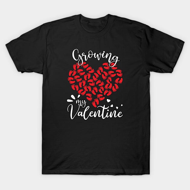 Growing My Valentine - Cool Pregnant Valentines day gift T-Shirt by mahmuq